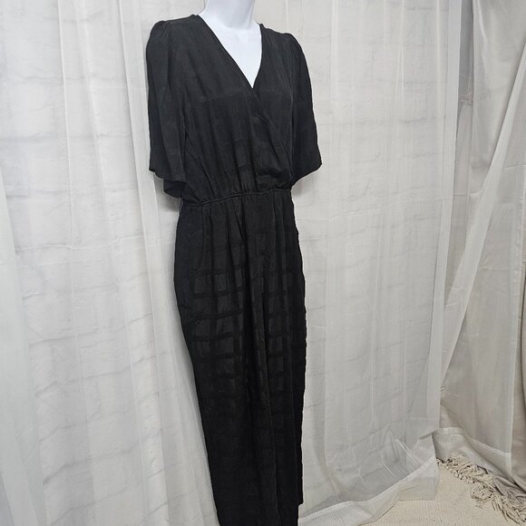 Anthropologie Dolan Black Windowpane Straight Leg Jumpsuit Boho Party M - Picture 7 of 16